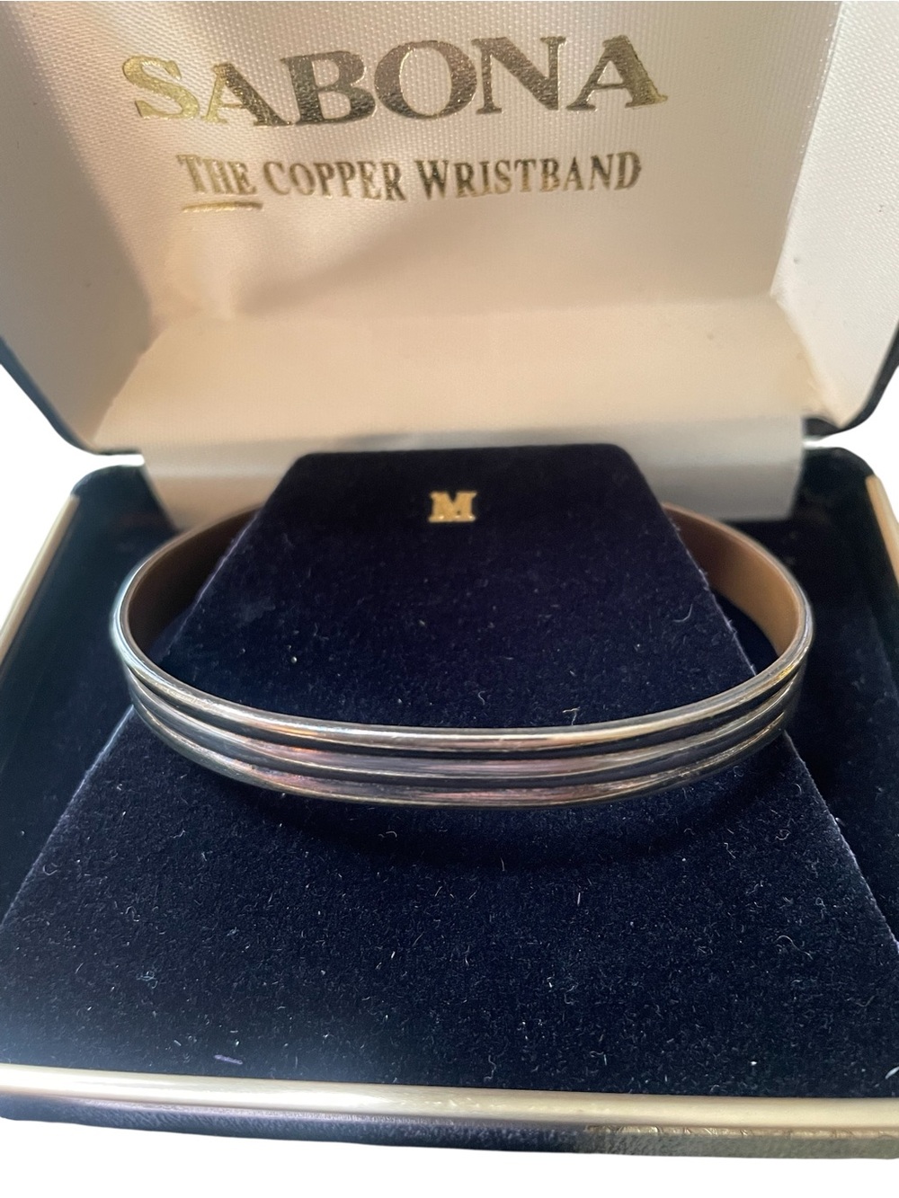 Vtg Sabona unisex  Copper Bracelet in Silver Tone medium